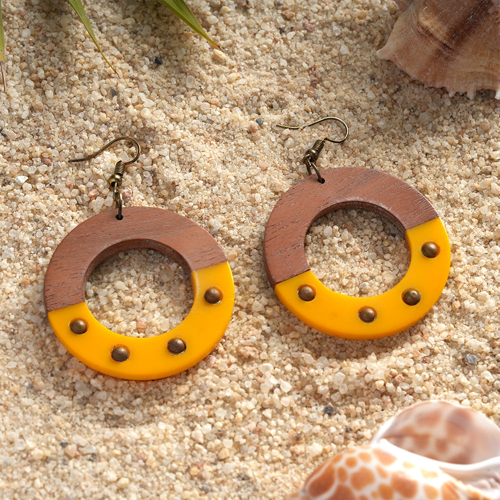 Lava Arc- Wooden Dangler Earrings