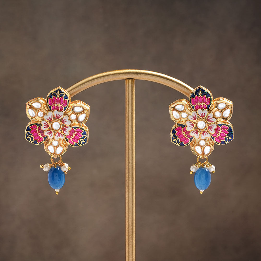 Elvisha- Hanging Bead Stud Earrings(Blue)
