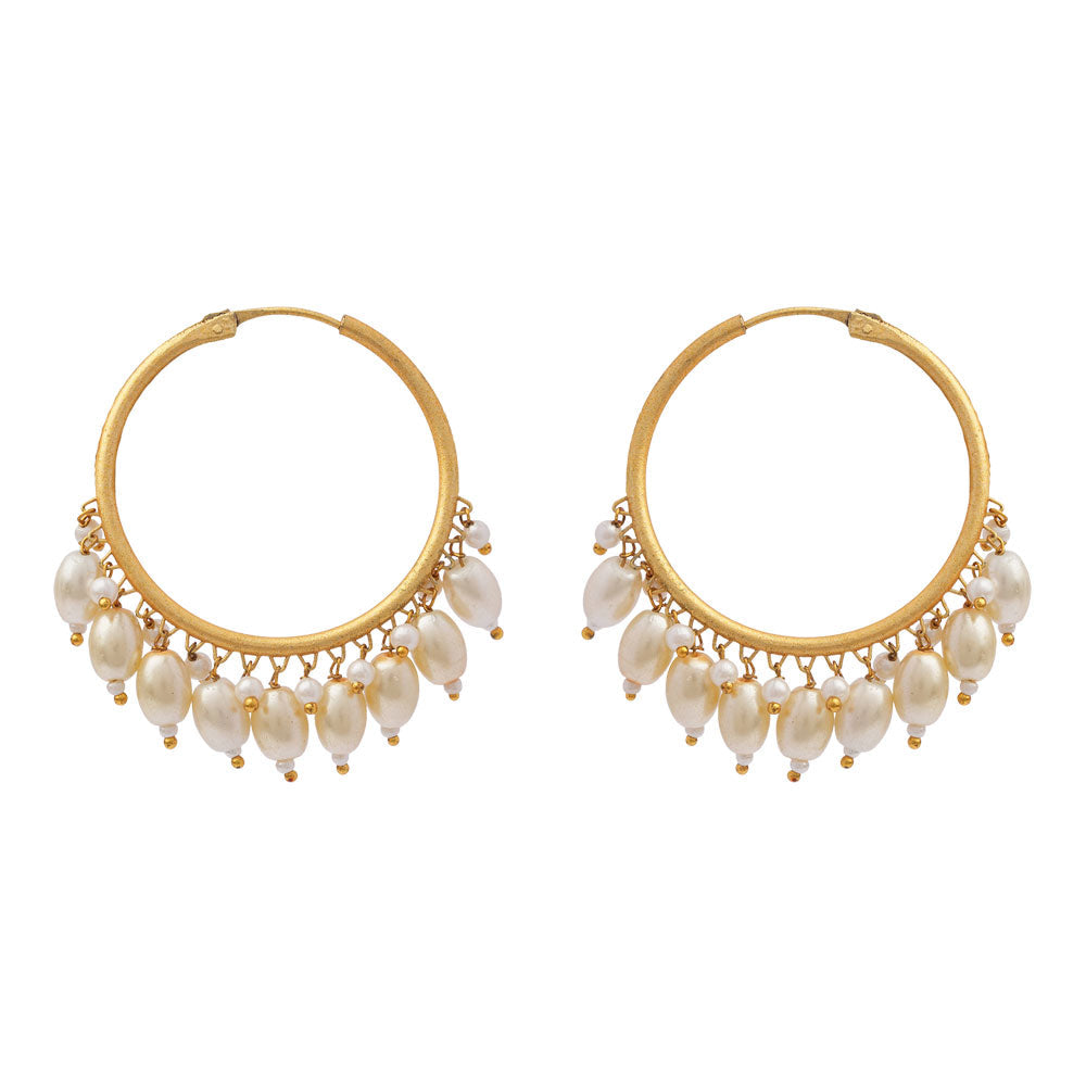 Zoya – Hanging Pearl Hoop Earrings
