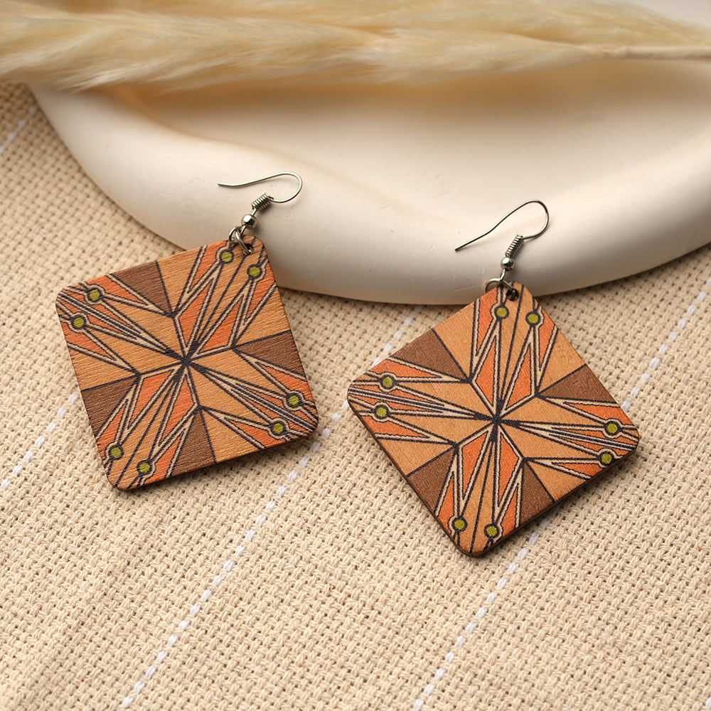 Savanna Glow- Wooden dangler earrings