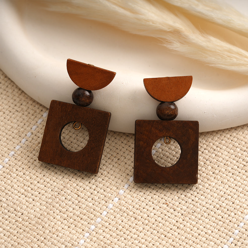 Geo Rush- Wooden dangler earrings