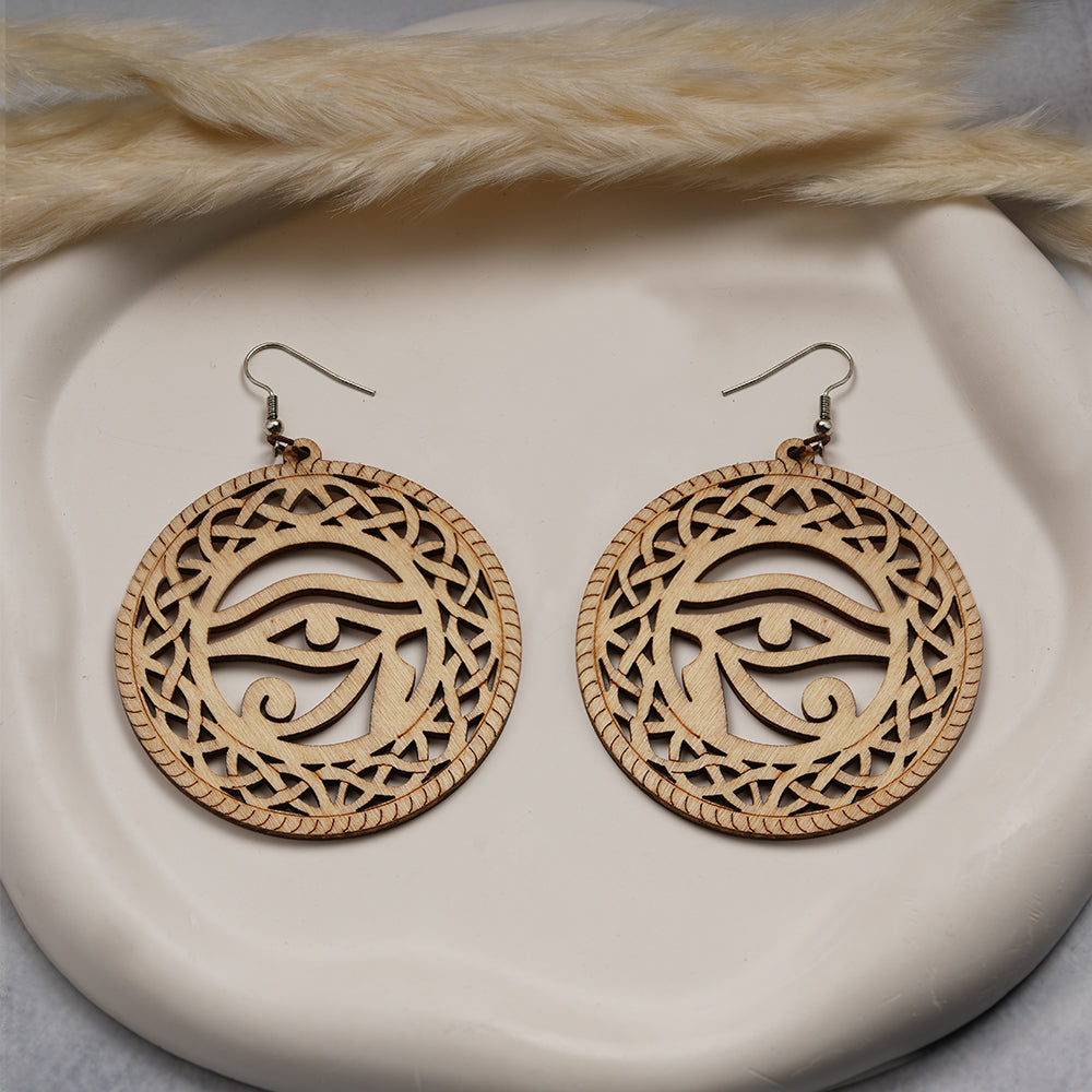 Carved charm- Embroidered dangler earrings