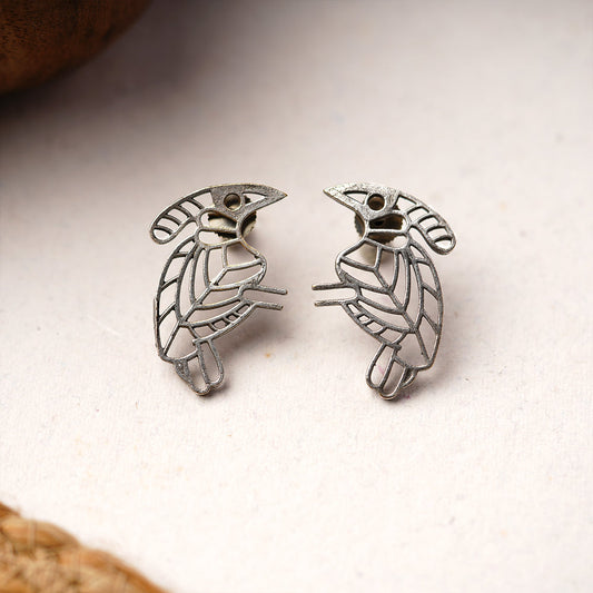 Sarika- Silver Brass oxidised stud earrings