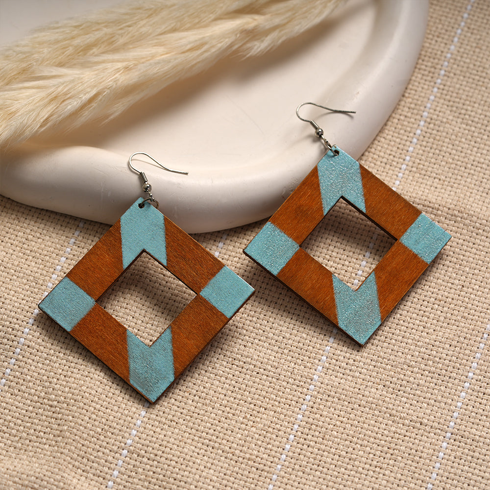 Safari Bloom- Wooden dangler earrings