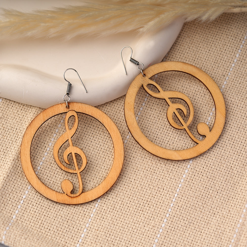 Musical muse- Music notes carved dangler earrings