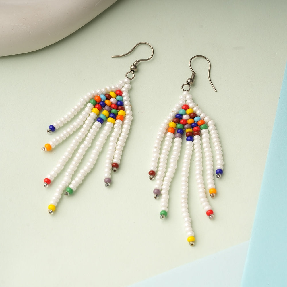 Golden Bead- Beaded dangler earrings