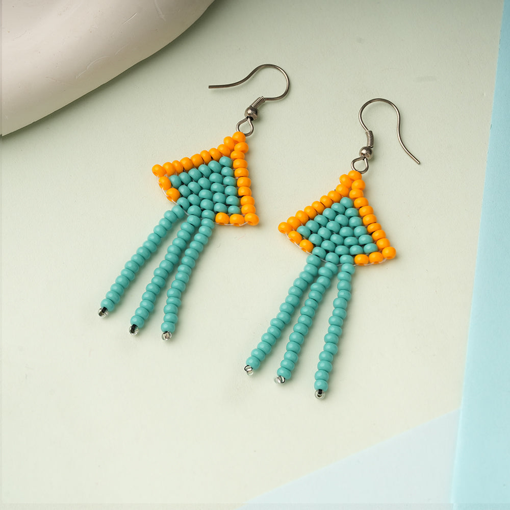 Golden Bead- Beaded dangler earrings