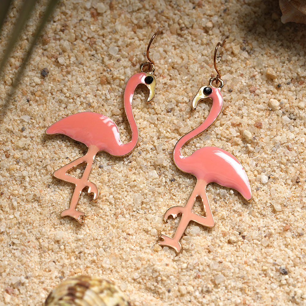 Pink Beak- Flamingo shaped Dangler earrings