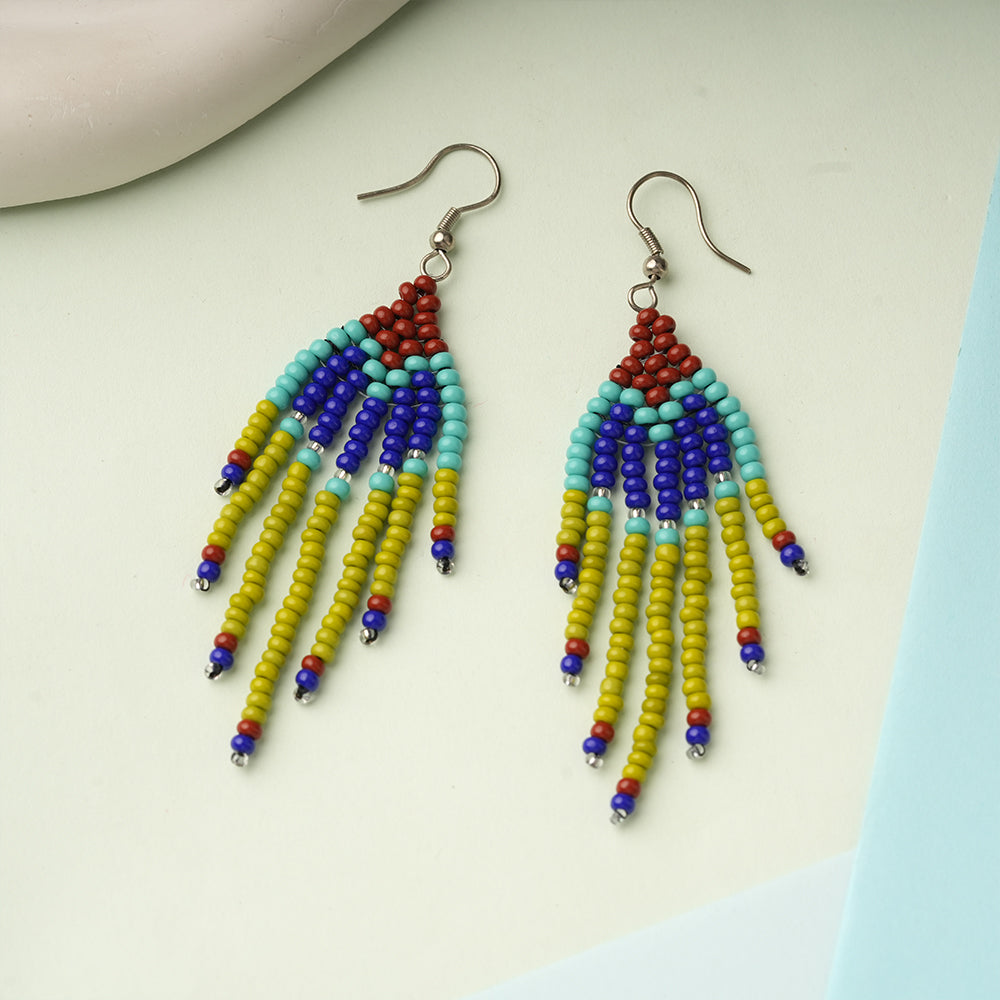 Coral Bloom- Beaded dangler earrings
