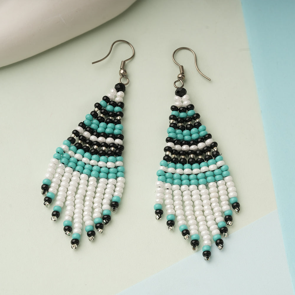 Color Verse- Beaded strand dangler earrings
