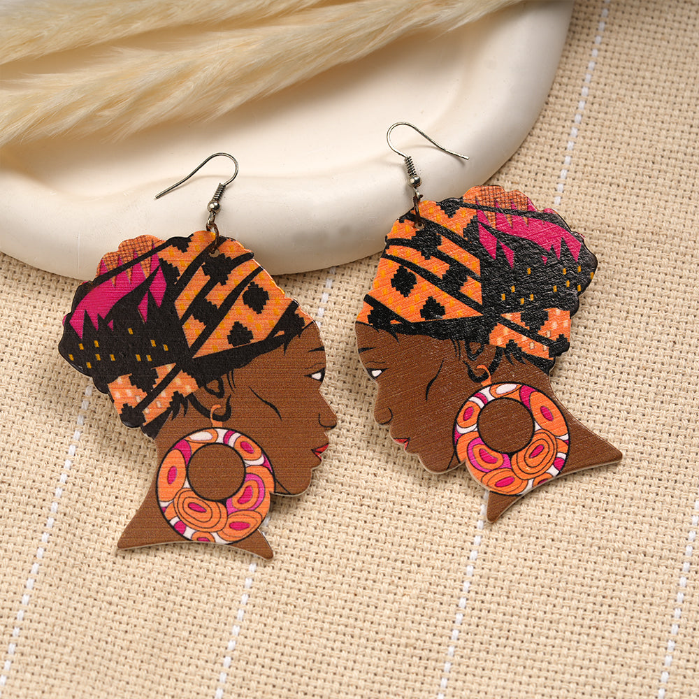 Wander Stripe- Wooden dangler earrings