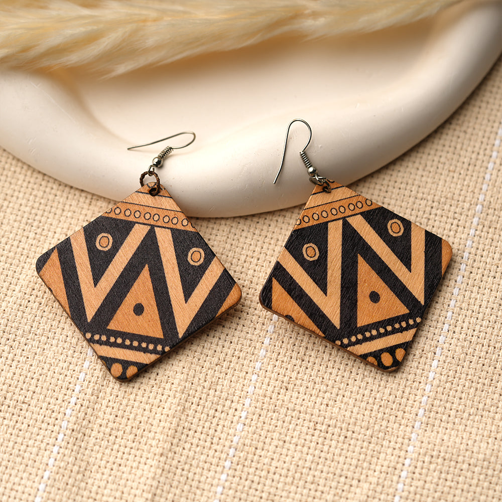 Tribal twists- Tribal print dangler earrings