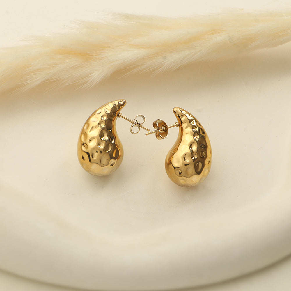 Fluid Form- Golden Stud Earrings