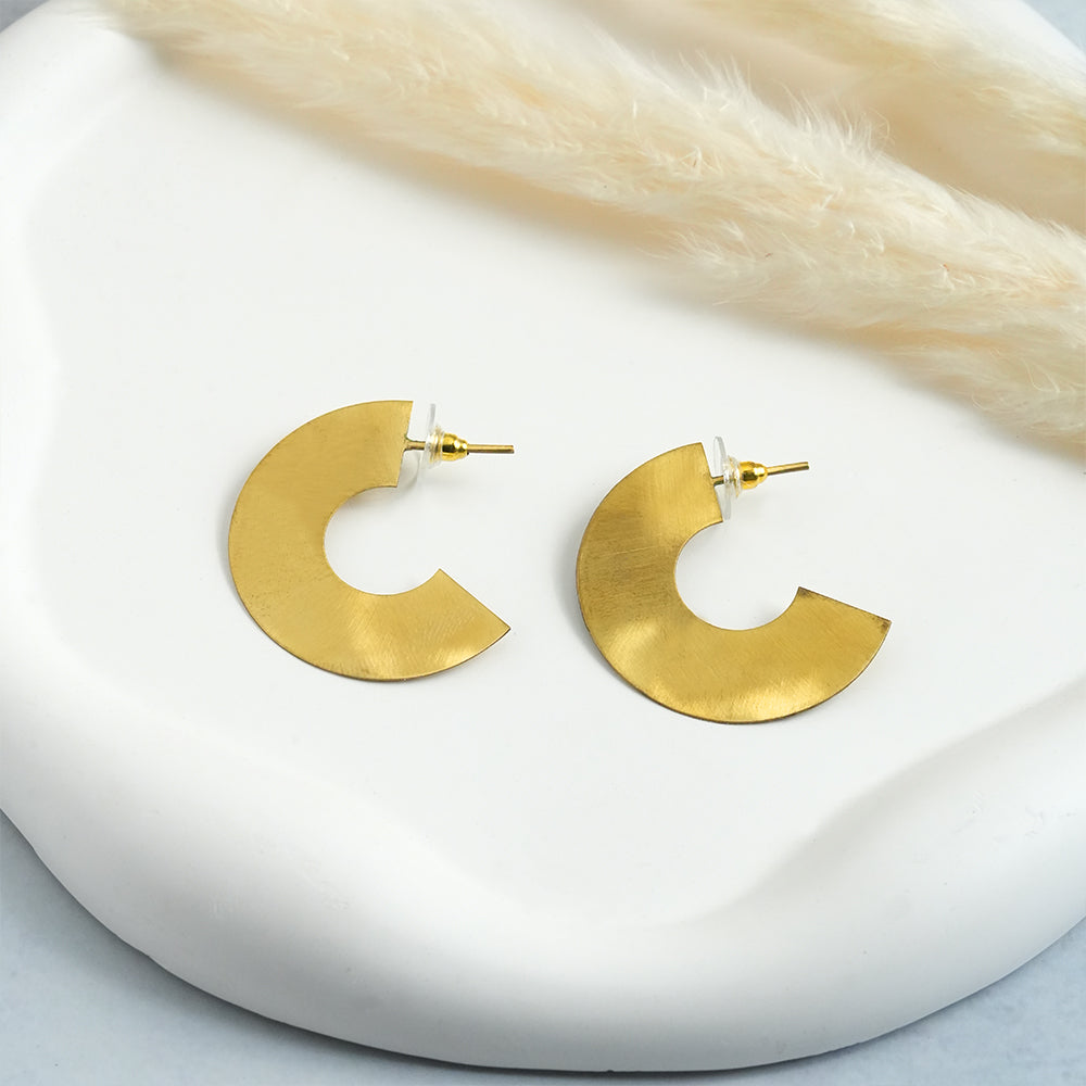 Golden Crescent- Golden Stud Earrings