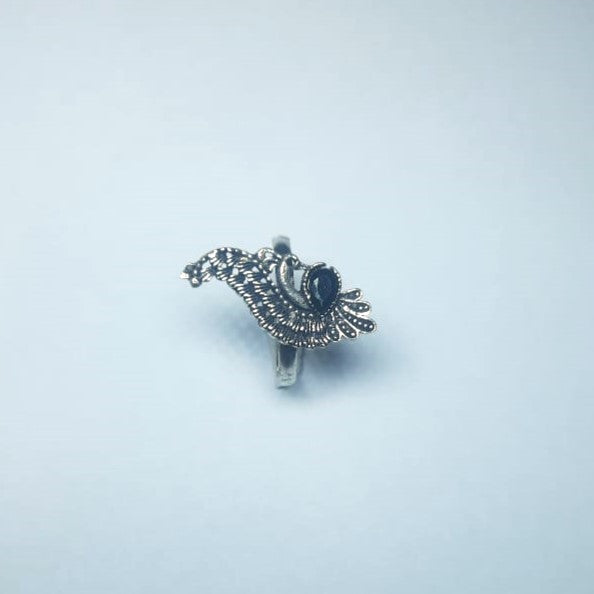 Morprabha-Silver oxidised ring