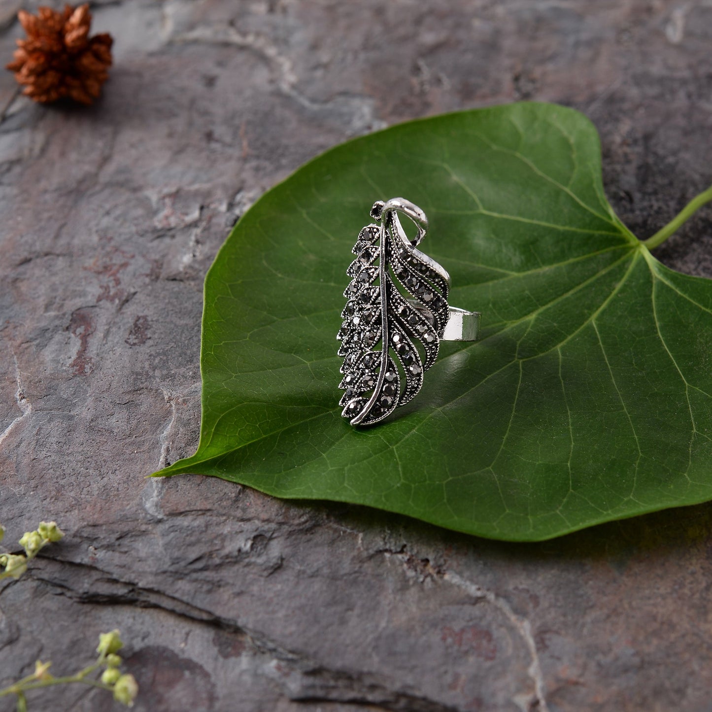 Ragini- Silver oxidised ring