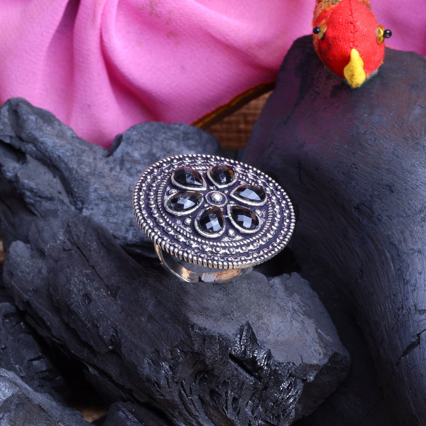 Rashmi- Silver oxidised ring (Black)