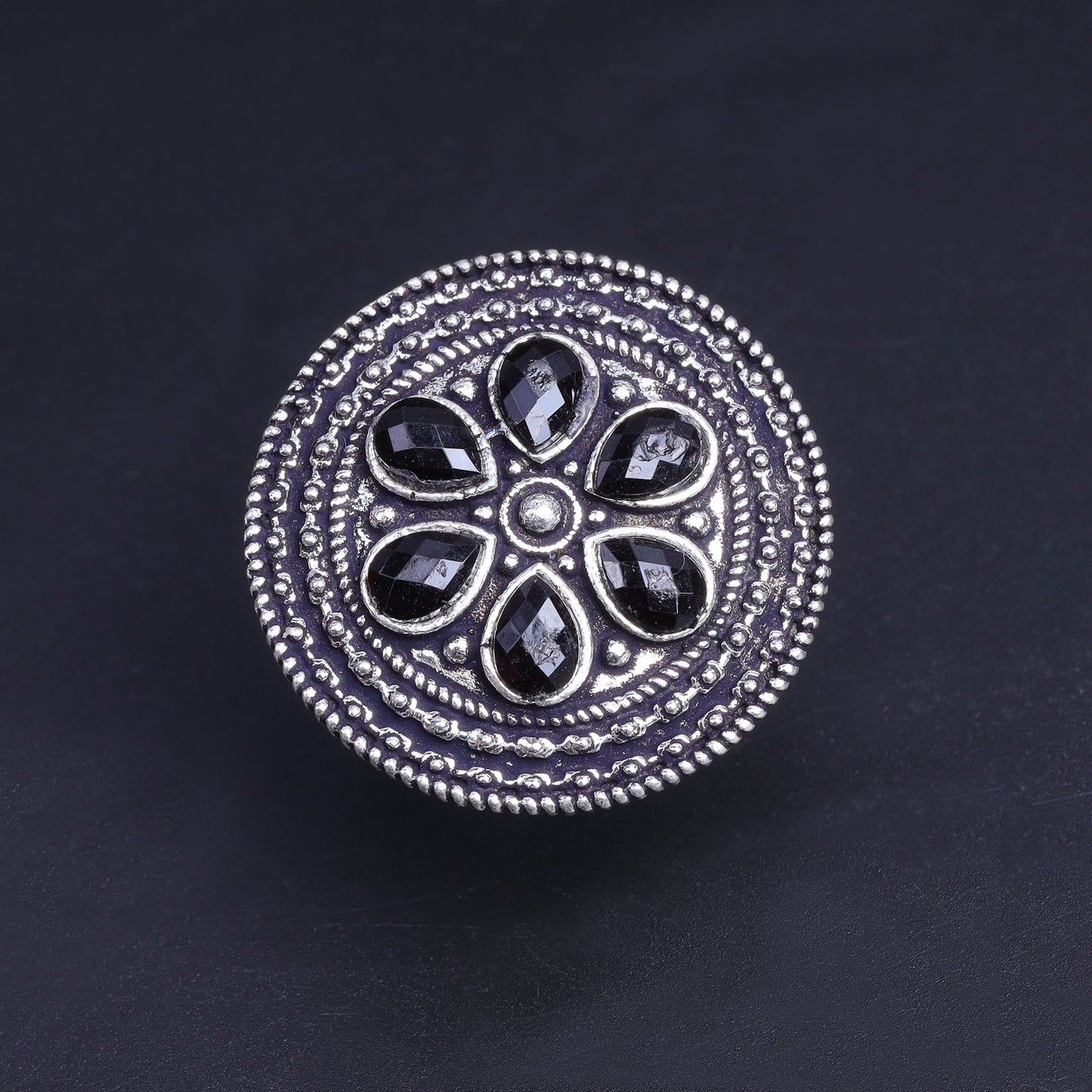 Rashmi- Silver oxidised ring (Black)