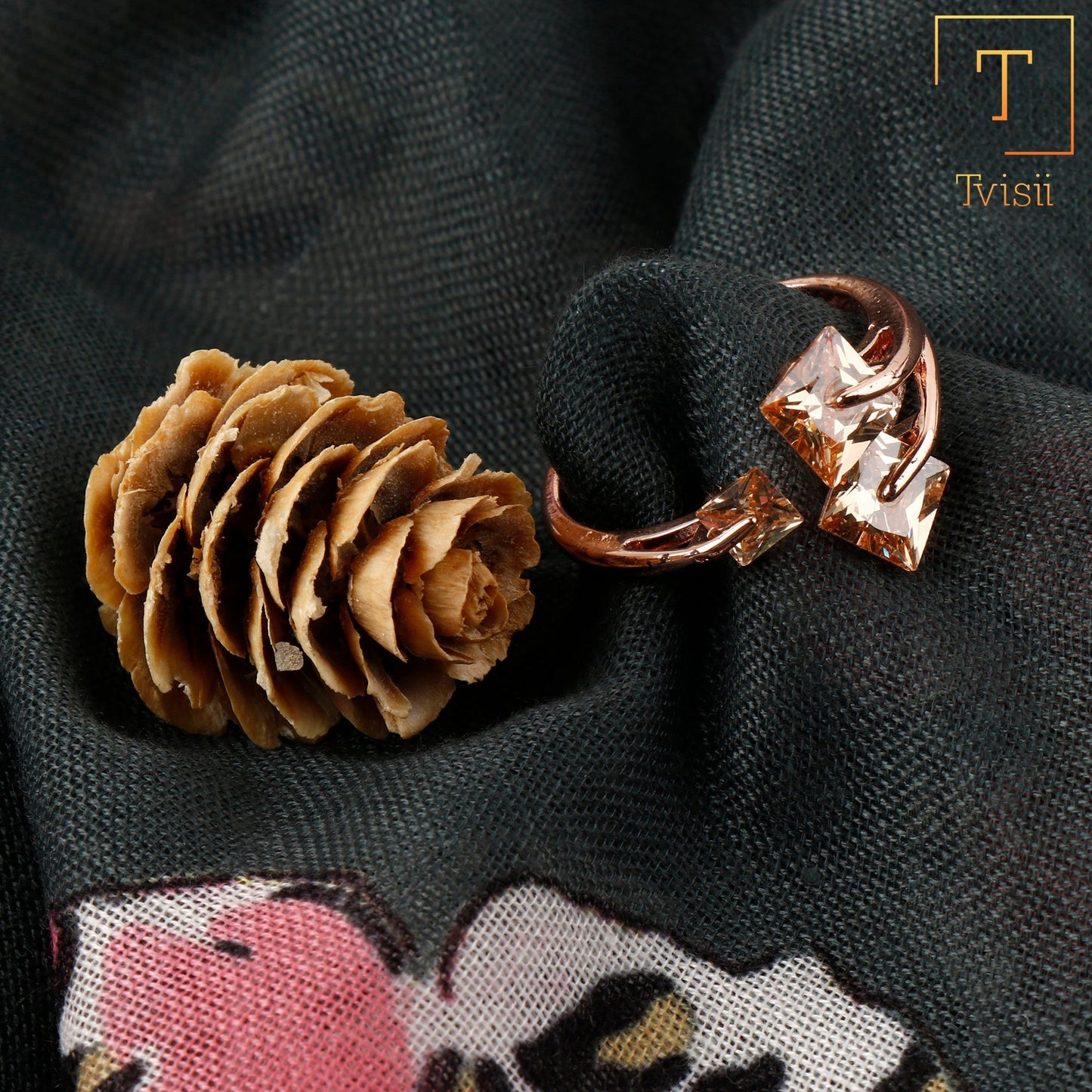 Bare Gleam- Stone studded metal ring