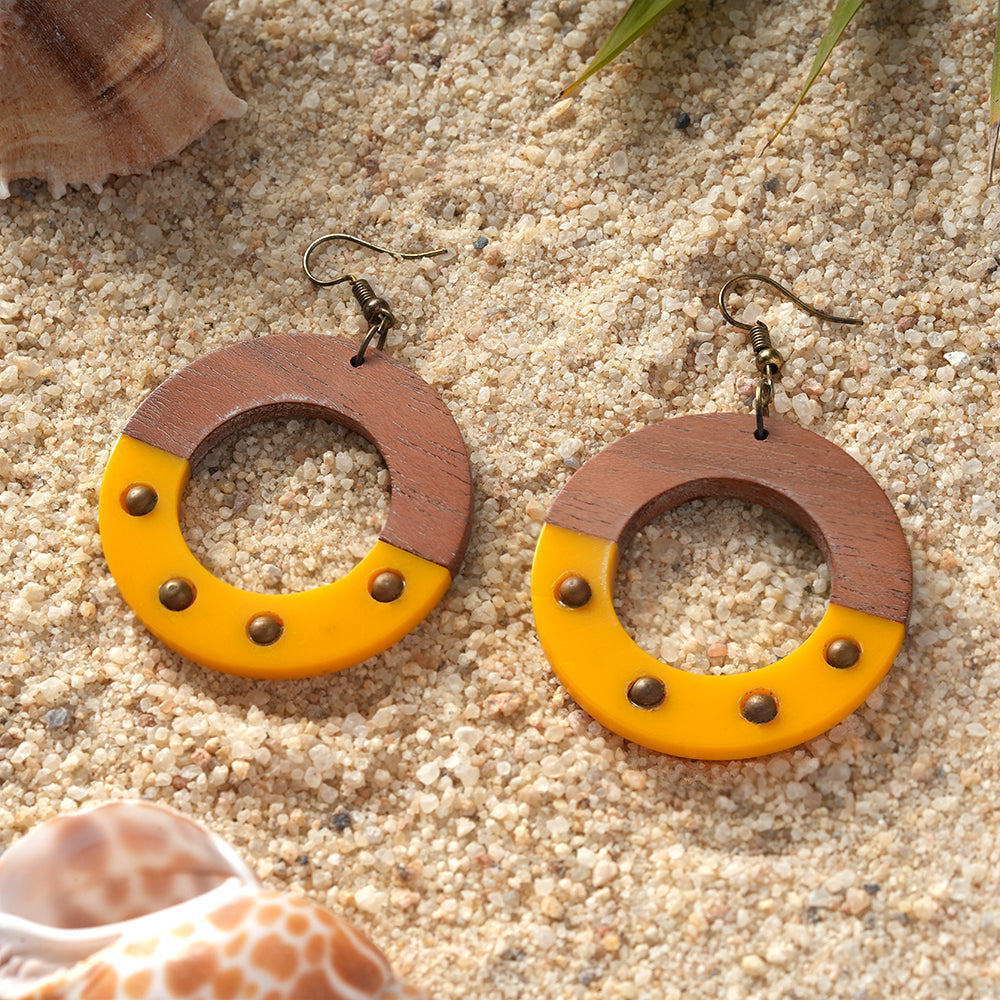 Lava Arc- Wooden Dangler Earrings