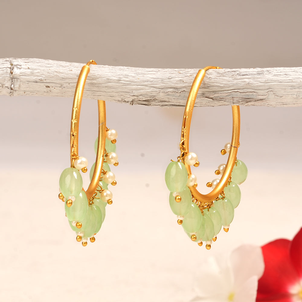 Zoya – Hanging Pearl Hoop Earrings