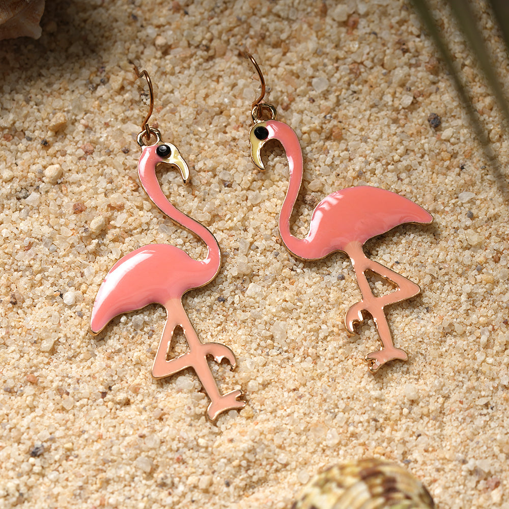 Pink Beak- Flamingo shaped Dangler earrings