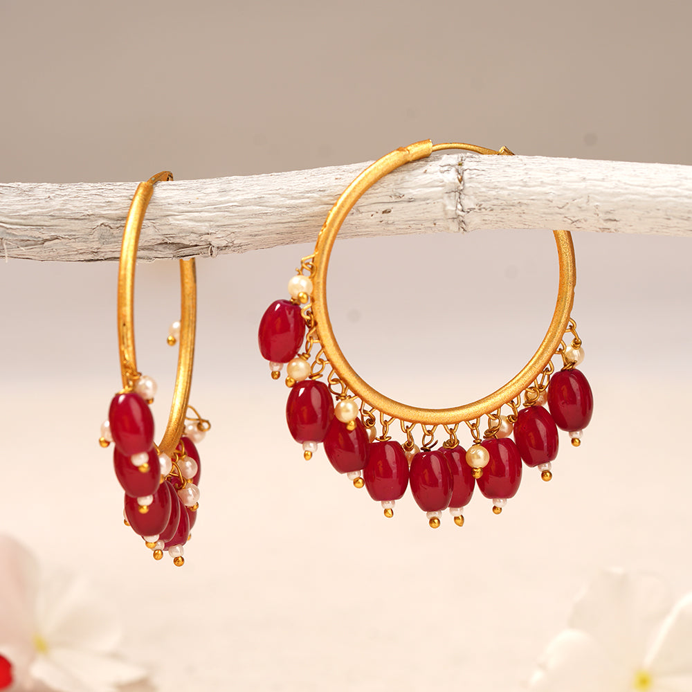 Zoya – Hanging Pearl Hoop Earrings