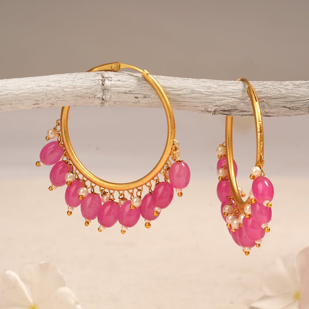 Zoya – Hanging Pearl Hoop Earrings