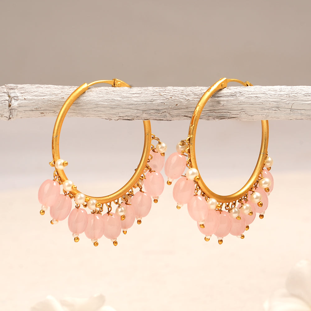 Zoya – Hanging Pearl Hoop Earrings