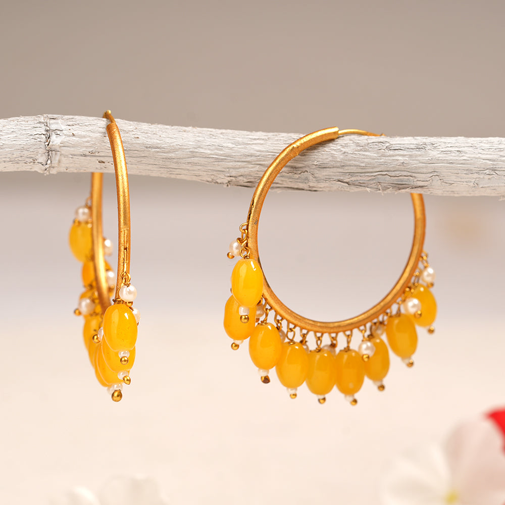 Zoya – Hanging Pearl Hoop Earrings