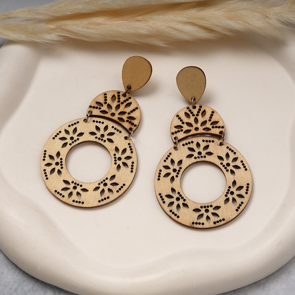 Tropic Vein- Wooden dangler earrings