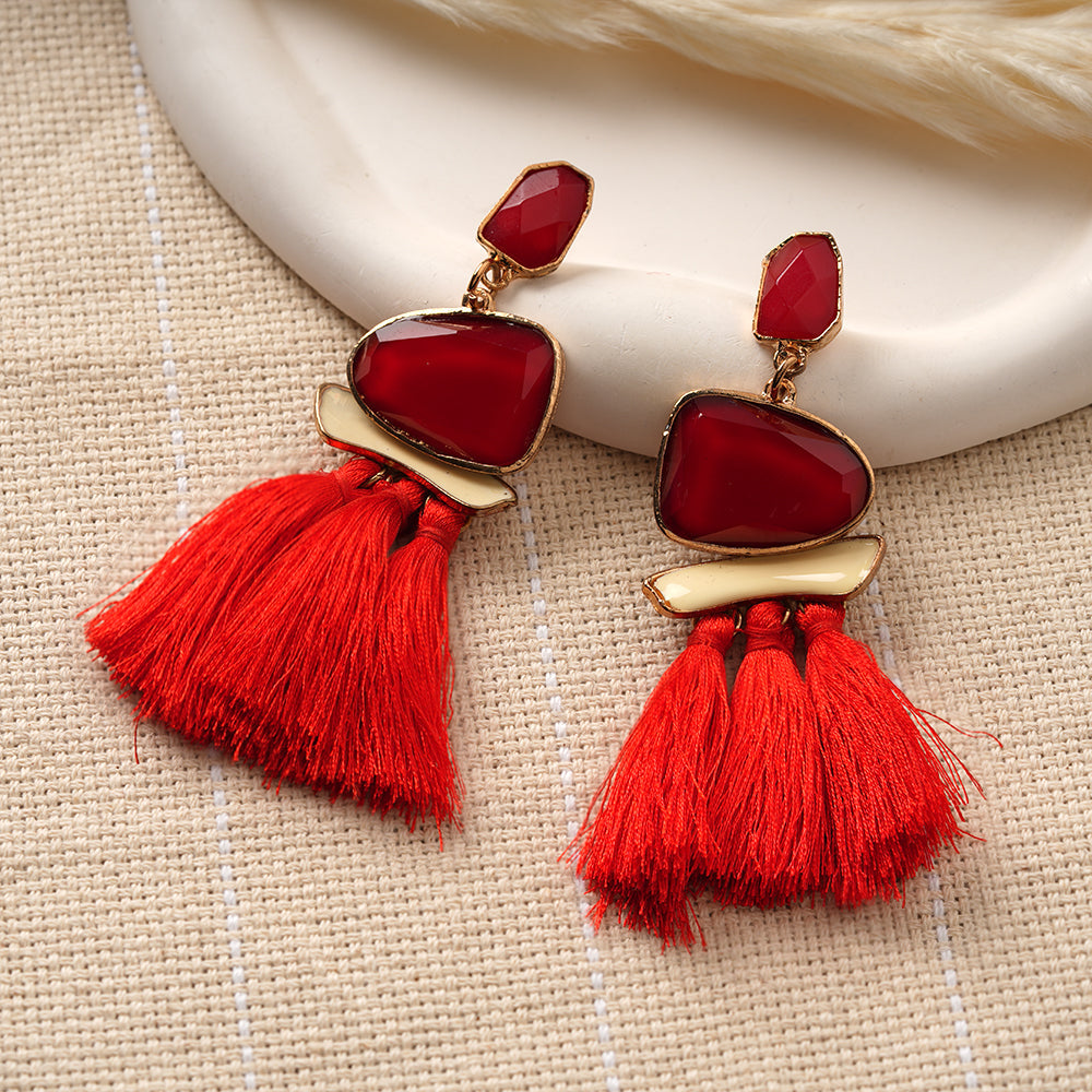 Haven Thread- Beaded thread dangler earrings