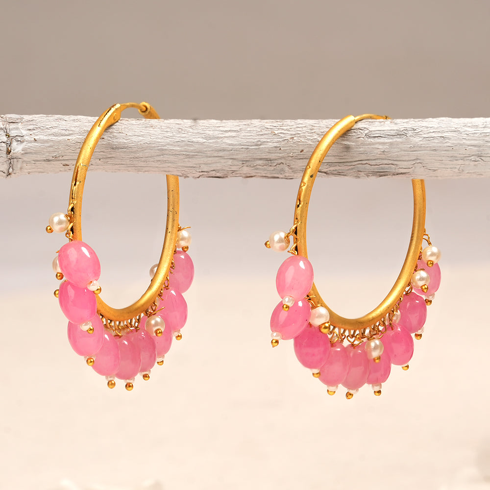 Zoya – Hanging Pearl Hoop Earrings
