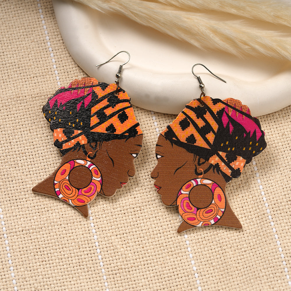 Wander Stripe- Wooden dangler earrings