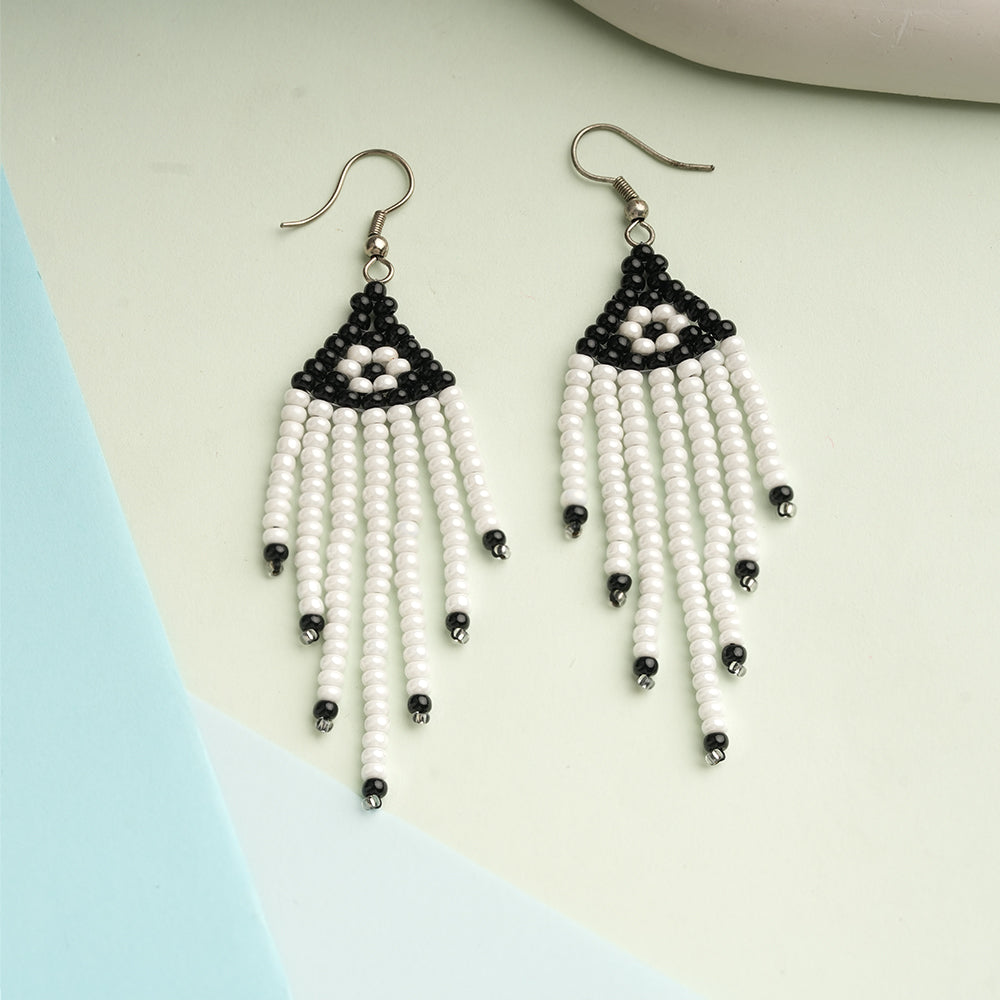 Satin Bead- Beaded dangler earrings