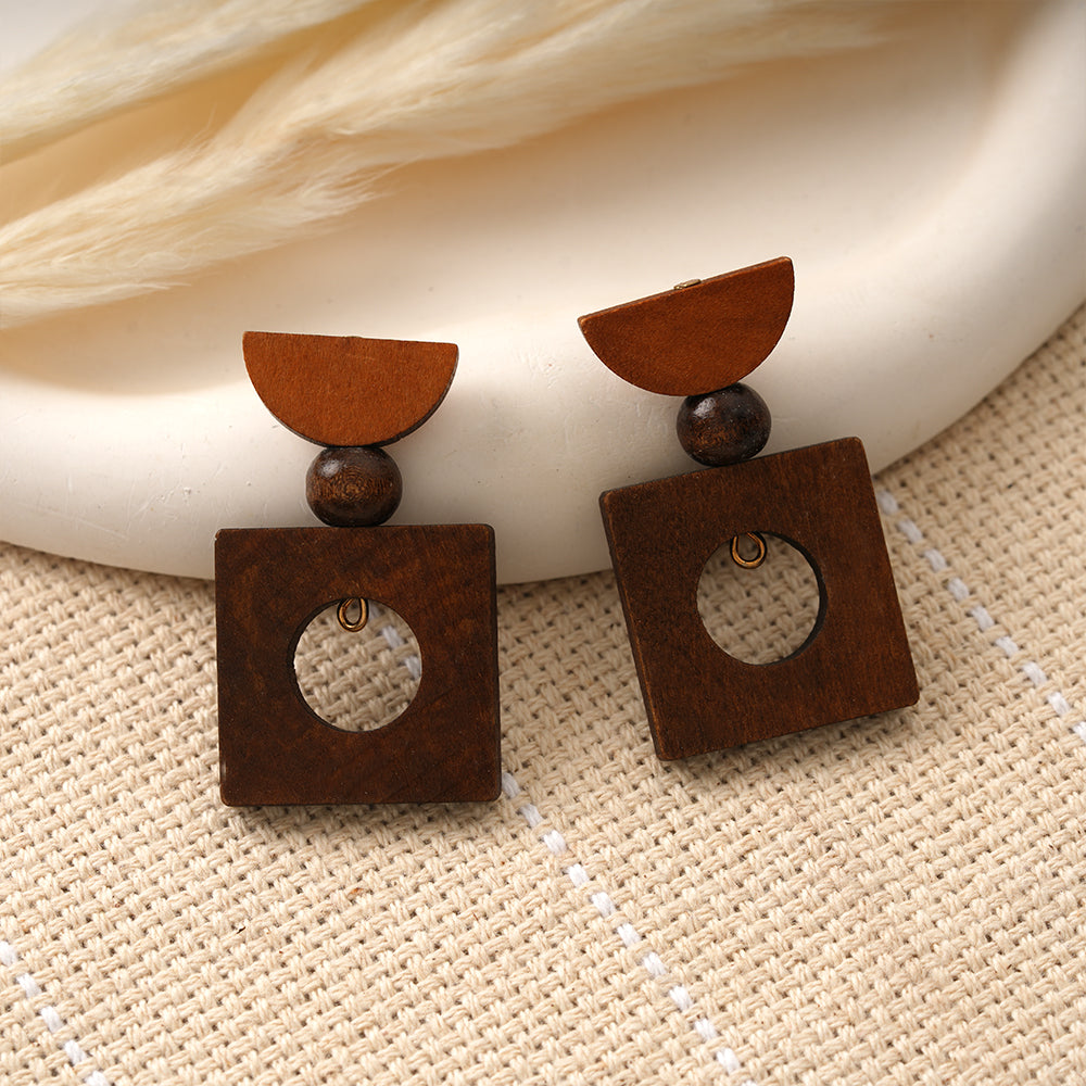 Geo Rush- Wooden dangler earrings