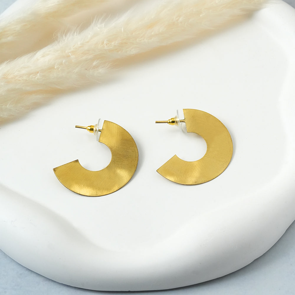 Golden Crescent- Golden Stud Earrings