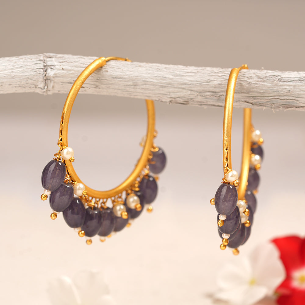Zoya – Hanging Pearl Hoop Earrings