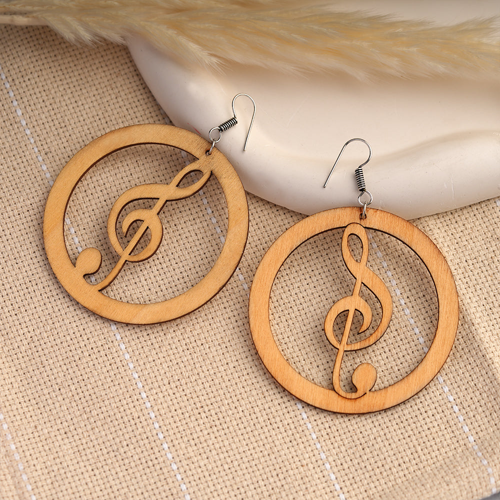 Musical muse- Music notes carved dangler earrings