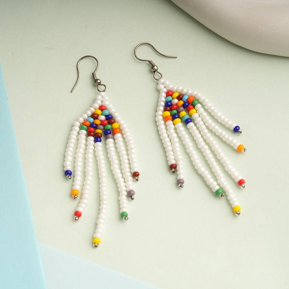 Golden Bead- Beaded dangler earrings
