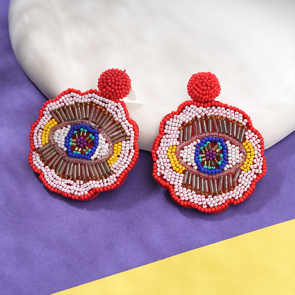 Echo Thread- Eye shape beaded Dangler earrings