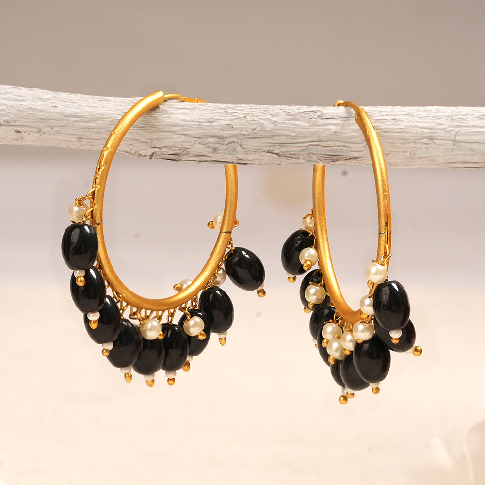 Zoya – Hanging Pearl Hoop Earrings