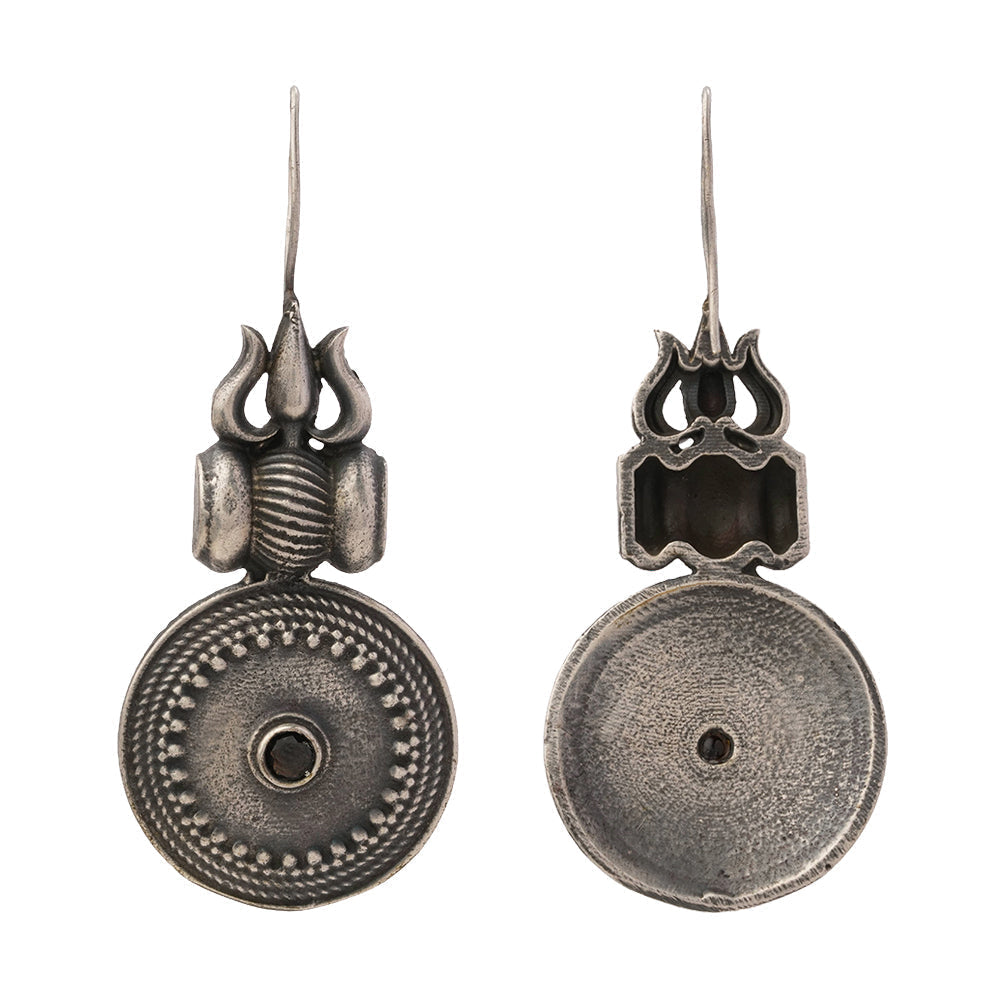 Trishool- Silver Brass Oxidised dangler earrings(Black)