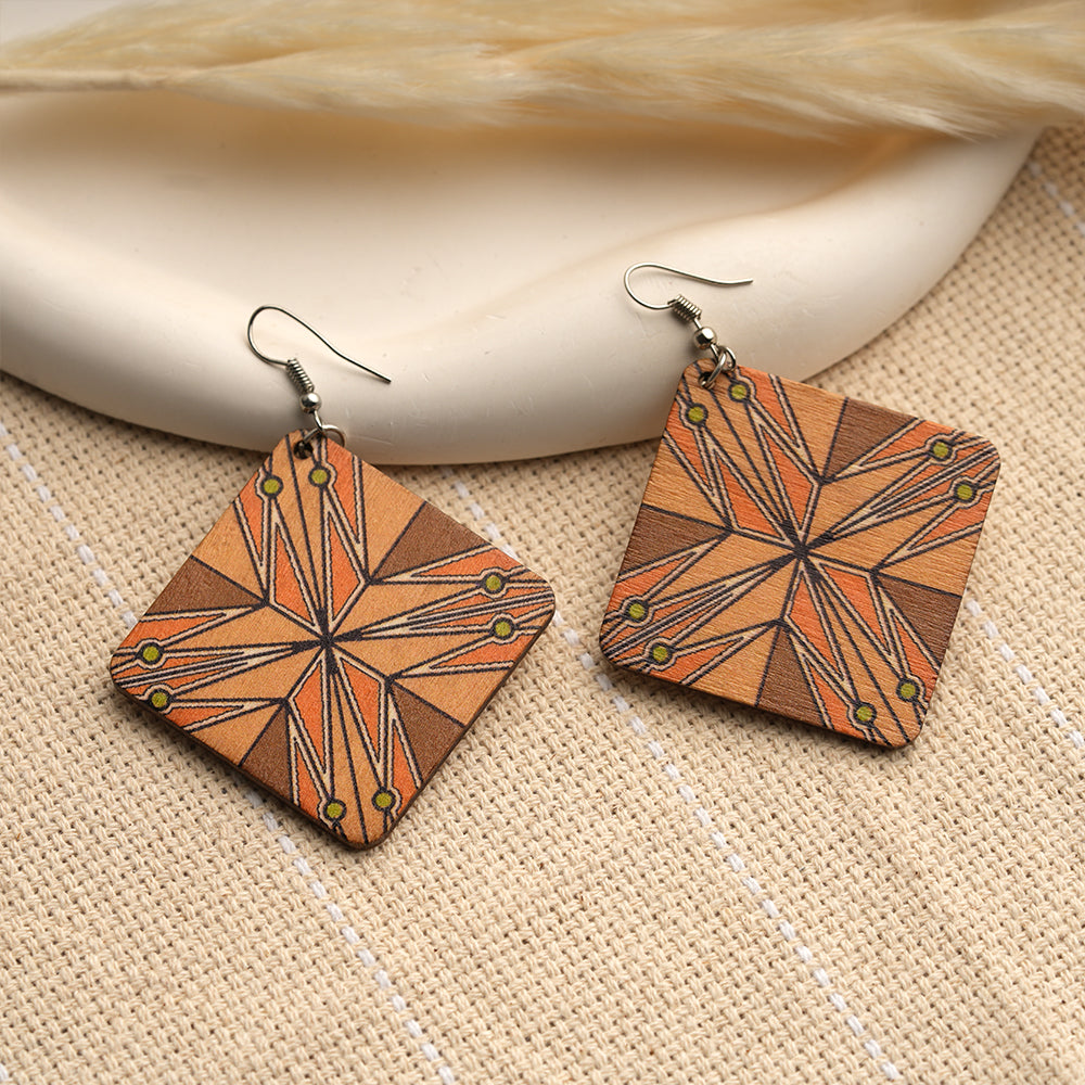 Savanna Glow- Wooden dangler earrings
