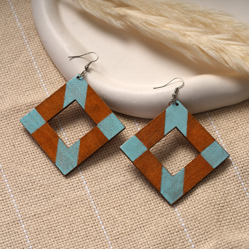 Safari Bloom- Wooden dangler earrings