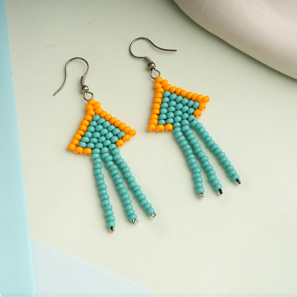 Golden Bead- Beaded dangler earrings