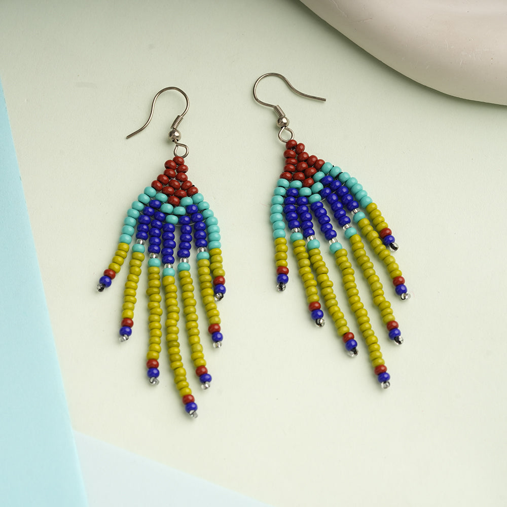 Coral Bloom- Beaded dangler earrings