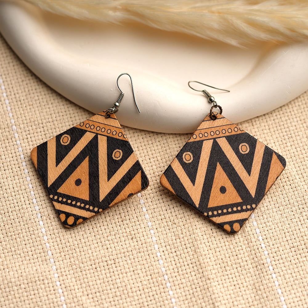 Tribal twists- Tribal print dangler earrings
