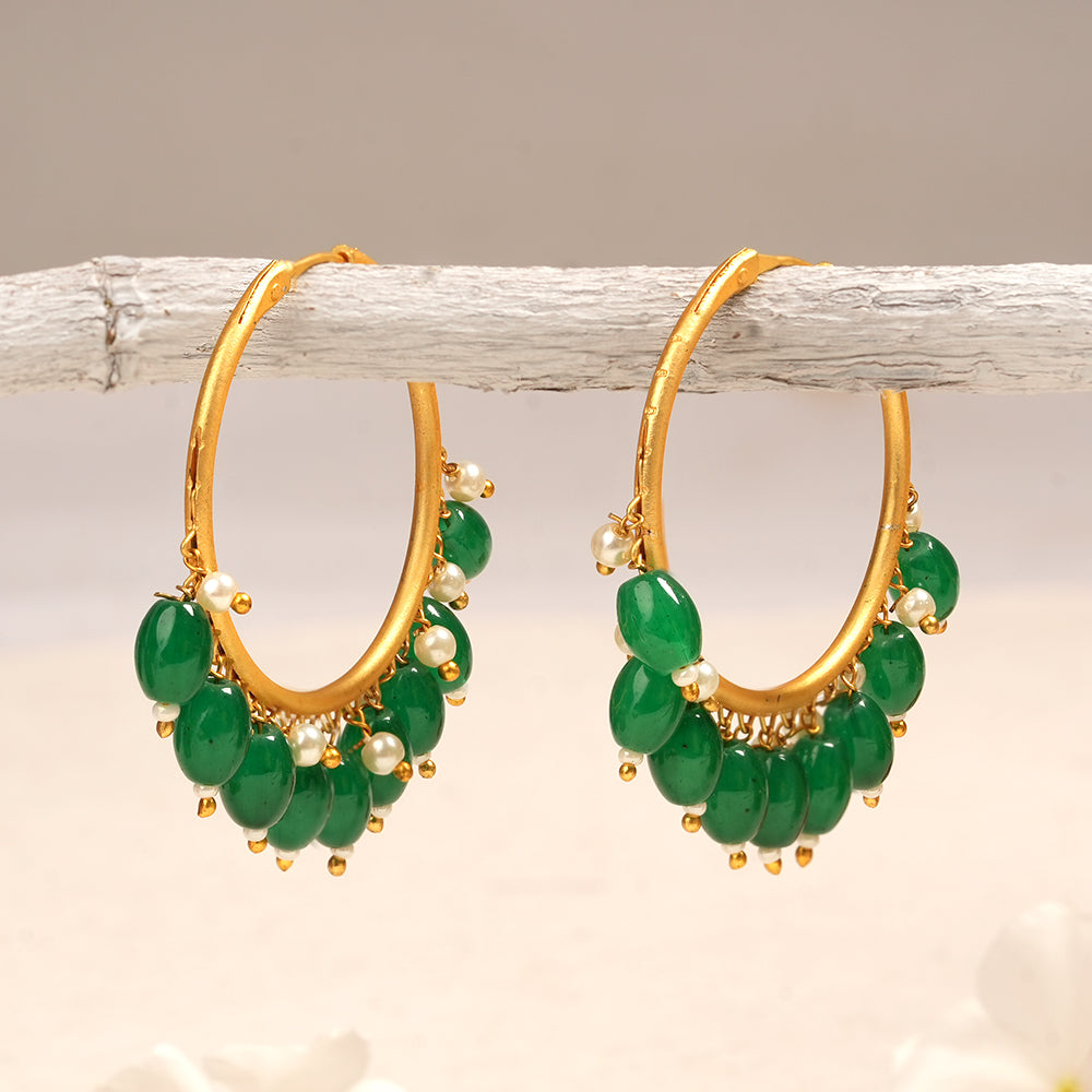 Zoya – Hanging Pearl Hoop Earrings