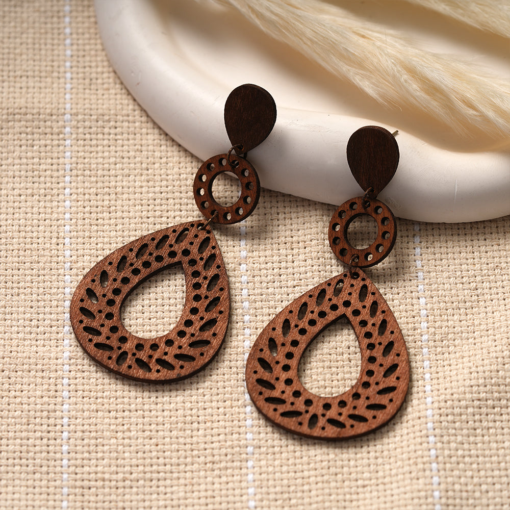 Boho Beast Wooden dangler earrings